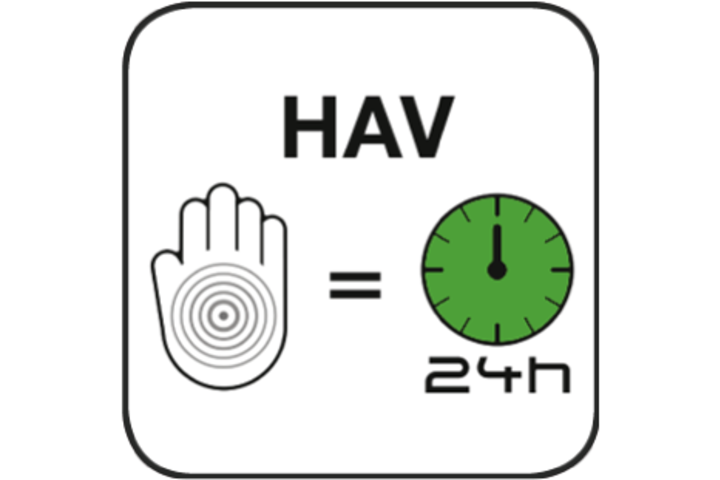 Illustration low hand-arm vibrations (HAV)below 2.5 m/s2