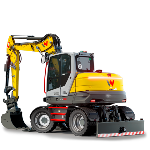 Wacker Neuson wheeled excavator EW100 studio picture.