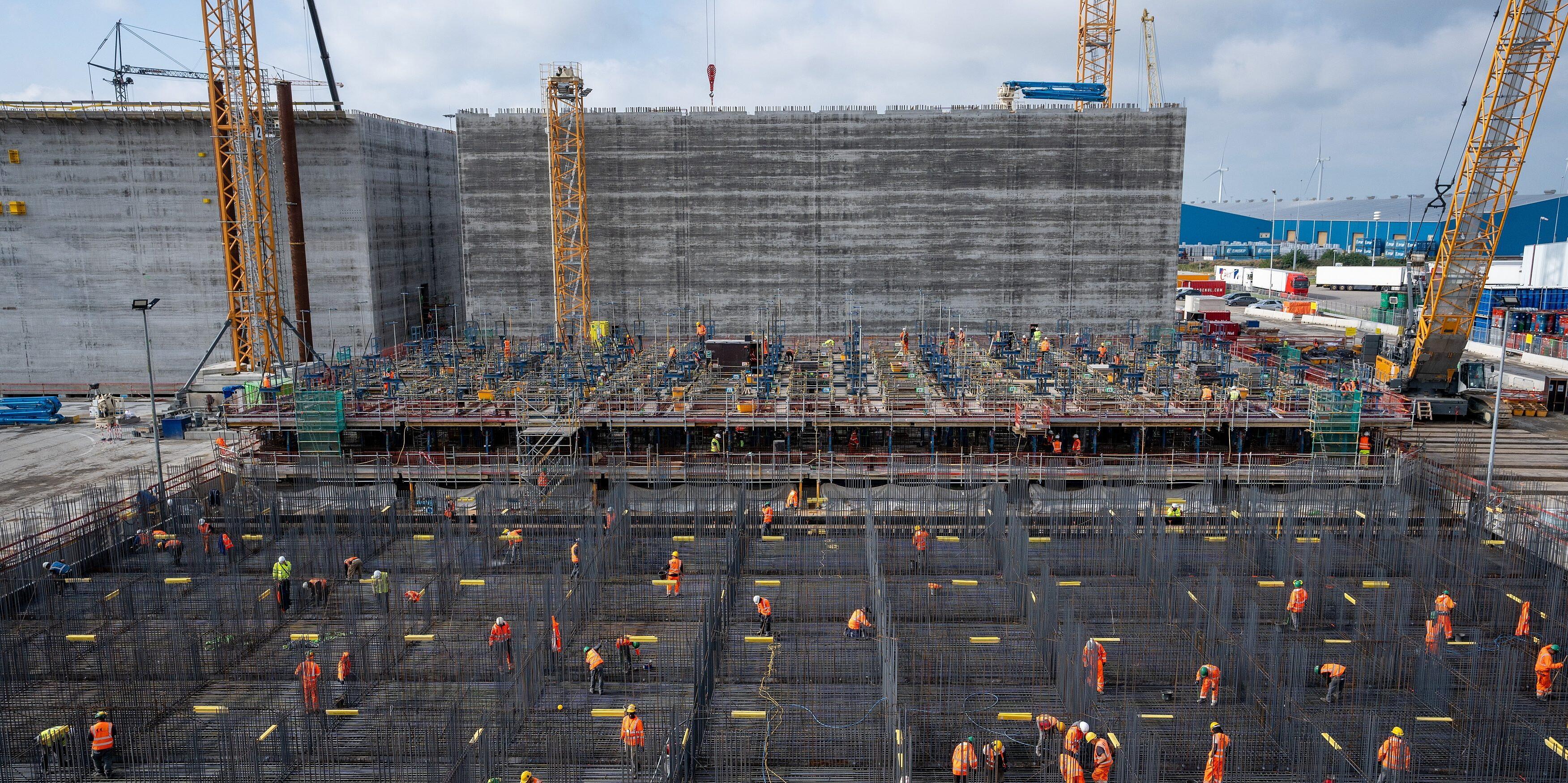 concrete construction site bird view