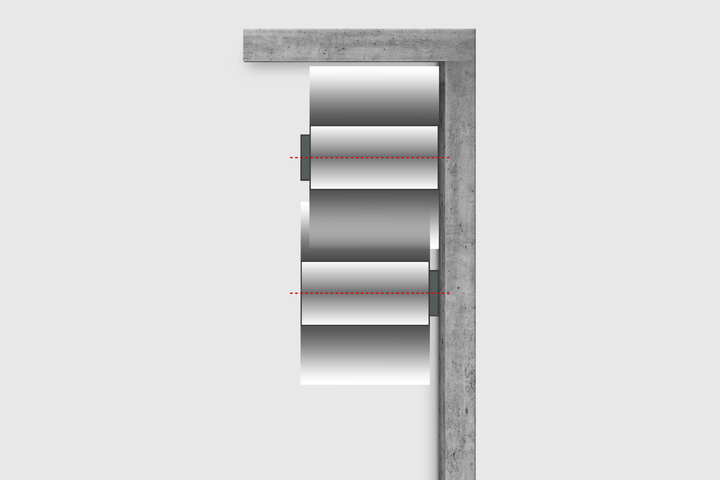 Illustration single-sided drum suspension with drum offset Wacker Neuson tandem rollers